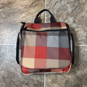 LL Bean Personal Travel Bag Toiletry Organizer Hanging Shower Plaid Medium
